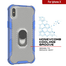 Load image into Gallery viewer, Funda PunkCase para iPhone X [Serie Magnetix 2.0] Cubierta protectora TPU transparente con soporte para mesa [Azul].
