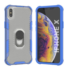 Load image into Gallery viewer, Funda PunkCase para iPhone X [Serie Magnetix 2.0] Cubierta protectora TPU transparente con soporte para mesa [Azul].
