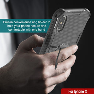 Funda PunkCase para iPhone X [Serie Magnetix 2.0] - Funda Protectora Transparente de TPU con Soporte [Negro]