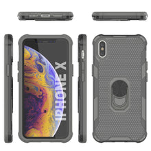 Load image into Gallery viewer, PunkCase para iPhone X [Serie Magnetix 2.0] Funda transparente de TPU protectora con soporte [Gris].
