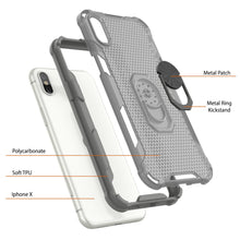 Load image into Gallery viewer, PunkCase para iPhone X [Serie Magnetix 2.0] Funda transparente de TPU protectora con soporte [Gris].
