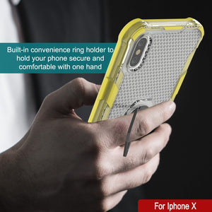 PunkCase para iPhone X Funda [Serie Magnetix 2.0] Cubierta transparente de TPU protectora con soporte [Amarillo]