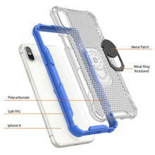 Load image into Gallery viewer, Funda PunkCase para iPhone X [Serie Magnetix 2.0] Cubierta protectora TPU transparente con soporte para mesa [Azul].
