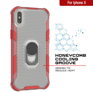 Funda PunkCase para iPhone X [Serie Magnetix 2.0] Cubierta de TPU Transparente Protectora con Soporte [Rojo]