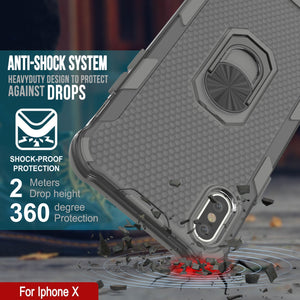 PunkCase para iPhone X [Serie Magnetix 2.0] Funda transparente de TPU protectora con soporte [Gris].