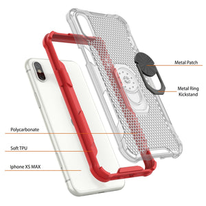 PunkCase para iPhone XS Max Case [Serie Magnetix 2.0] Funda transparente de TPU protectora con soporte [Rojo]