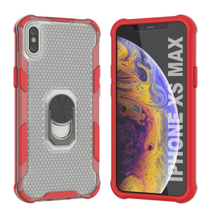 PunkCase para iPhone XS Max Case [Serie Magnetix 2.0] Funda transparente de TPU protectora con soporte [Rojo]
