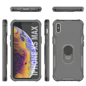 PunkCase para iPhone XS Max [Serie Magnetix 2.0] Funda Clara de TPU Protectora con Soporte [Gris]