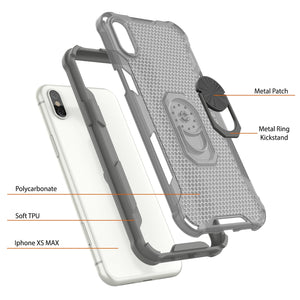 PunkCase para iPhone XS Max [Serie Magnetix 2.0] Funda Clara de TPU Protectora con Soporte [Gris]