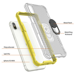 Funda PunkCase para iPhone XS Max [Serie Magnetix 2.0] Cubierta transparente de TPU protectora con soporte [Amarillo]