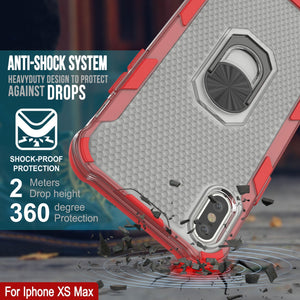 PunkCase para iPhone XS Max Case [Serie Magnetix 2.0] Funda transparente de TPU protectora con soporte [Rojo]