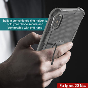 PunkCase para iPhone XS Max [Serie Magnetix 2.0] Funda Clara de TPU Protectora con Soporte [Gris]