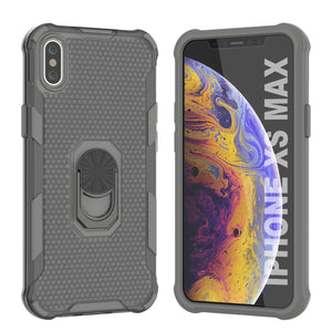 PunkCase para iPhone XS Max [Serie Magnetix 2.0] Funda Clara de TPU Protectora con Soporte [Gris]