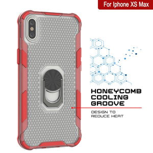 PunkCase para iPhone XS Max Case [Serie Magnetix 2.0] Funda transparente de TPU protectora con soporte [Rojo]