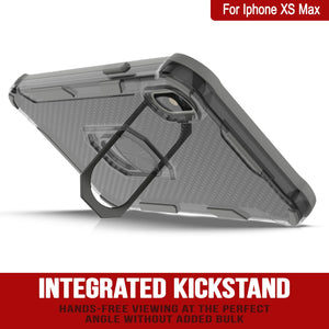 PunkCase para iPhone XS Max [Serie Magnetix 2.0] Funda Clara de TPU Protectora con Soporte [Gris]