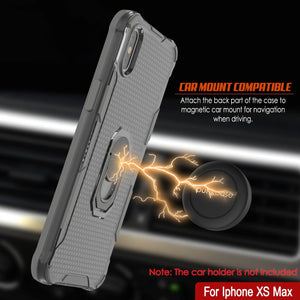 PunkCase para iPhone XS Max [Serie Magnetix 2.0] Funda Clara de TPU Protectora con Soporte [Gris]