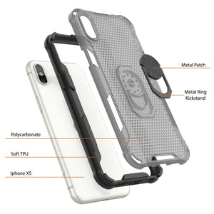 Funda PunkCase para iPhone XS [Serie Magnetix 2.0] Cubierta protectora transparente de TPU con soporte [Negro]