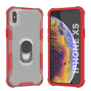 PunkCase para iPhone XS Funda [Serie Magnetix 2.0] Cubierta clara de TPU protectora con soporte [Rojo]