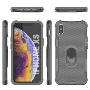 PunkCase para iPhone XS [Serie Magnetix 2.0] Funda transparente protectora de TPU con soporte [Gris]