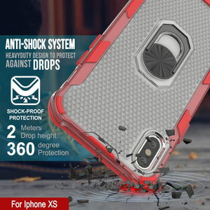 PunkCase para iPhone XS Funda [Serie Magnetix 2.0] Cubierta clara de TPU protectora con soporte [Rojo]