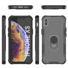 Load image into Gallery viewer, Funda PunkCase para iPhone XS [Serie Magnetix 2.0] Cubierta protectora transparente de TPU con soporte [Negro]
