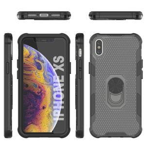 Funda PunkCase para iPhone XS [Serie Magnetix 2.0] Cubierta protectora transparente de TPU con soporte [Negro]