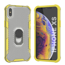 Load image into Gallery viewer, PunkCase para iPhone XS [Serie Magnetix 2.0] Funda transparente de TPU protectora con soporte para apoyar [Amarillo]
