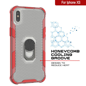 PunkCase para iPhone XS Funda [Serie Magnetix 2.0] Cubierta clara de TPU protectora con soporte [Rojo]