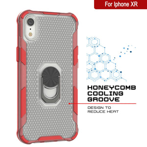 PunkCase para iPhone XR Funda [serie Magnetix 2.0] Cubierta transparente protectora de TPU con soporte [roja]