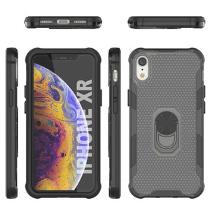 PunkCase para iPhone XR [Serie Magnetix 2.0] Funda transparente protectora de TPU con soporte [Negro]