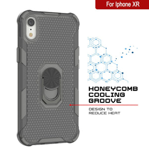 Funda PunkCase para iPhone XR [Serie Magnetix 2.0] Cubierta transparente protectora de TPU con soporte [Gris]