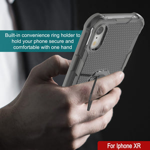 Funda PunkCase para iPhone XR [Serie Magnetix 2.0] Cubierta transparente protectora de TPU con soporte [Gris]