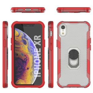 PunkCase para iPhone XR Funda [serie Magnetix 2.0] Cubierta transparente protectora de TPU con soporte [roja]