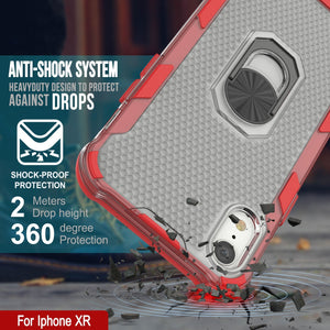 PunkCase para iPhone XR Funda [serie Magnetix 2.0] Cubierta transparente protectora de TPU con soporte [roja]