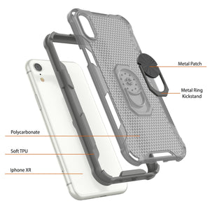 Funda PunkCase para iPhone XR [Serie Magnetix 2.0] Cubierta transparente protectora de TPU con soporte [Gris]