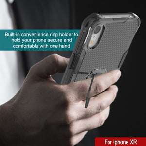 PunkCase para iPhone XR [Serie Magnetix 2.0] Funda transparente protectora de TPU con soporte [Negro]