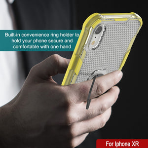 Funda PunkCase para iPhone XR [Serie Magnetix 2.0] Cubierta transparente de TPU protectora con soporte [Amarillo]