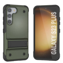 Cargar imagen en el visor de la galería, Cubierta protectora de grado militar Punkcase Galaxy S23+ Plus [Serie Reliance] Protector híbrido con soporte plegable incorporado [Verde Ejército-Negro]
