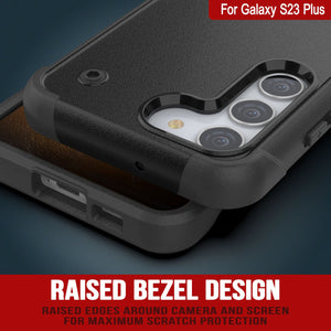 Funda Punkcase Galaxy S23+ Plus [Serie Reliance] Protectora Híbrida de Grado Militar con Soporte Incorporado [Negro]