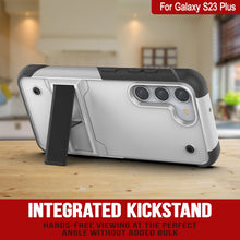 Load image into Gallery viewer, Carcasa Punkcase Galaxy S23+ Plus [Serie Reliance] Funda protectora híbrida de grado militar con soporte incorporado [Blanco-Negro]
