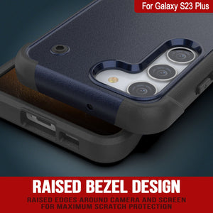 Punkcase Funda Galaxy S23+ Plus [Serie Reliance] Protectora Híbrida de Grado Militar con Soporte Incorporado [Azul Marino-Negro]