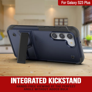 Punkcase Funda Galaxy S23+ Plus [Serie Reliance] Protectora Híbrida de Grado Militar con Soporte Incorporado [Azul Marino-Negro]