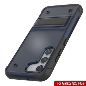 Punkcase Funda Galaxy S23+ Plus [Serie Reliance] Protectora Híbrida de Grado Militar con Soporte Incorporado [Azul Marino-Negro]