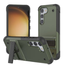 Cargar imagen en el visor de la galería, Cubierta protectora de grado militar Punkcase Galaxy S23+ Plus [Serie Reliance] Protector híbrido con soporte plegable incorporado [Verde Ejército-Negro]

