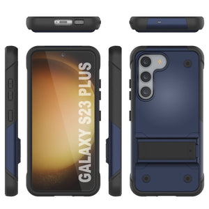 Punkcase Funda Galaxy S23+ Plus [Serie Reliance] Protectora Híbrida de Grado Militar con Soporte Incorporado [Azul Marino-Negro]