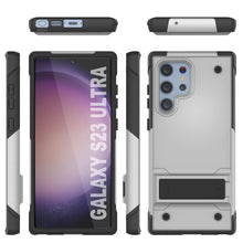 Cargar imagen en el visor de la galería, Funda Punkcase Galaxy S23 Ultra [Serie Reliance] Protectora Híbrida de Grado Militar con Soporte Incorporado [Blanco-Negro]
