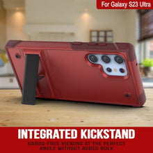 Cargar imagen en el visor de la galería, Funda Punkcase Galaxy S23 Ultra [Serie Reliance]: Cubierta protectora híbrida de grado militar con soporte incorporado [Rojo-Rosa]
