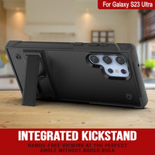 Cargar imagen en el visor de la galería, Punkcase Galaxy S23 Ultra Funda [Serie Reliance] Cubierta Militar Híbrida Protectora de Grado Militar con Soporte Incorporado [Negro].
