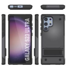 Cargar imagen en el visor de la galería, Funda para Galaxy S23 Ultra Punkcase [Serie Reliance] Protectora de Grado Militar Híbrida con Soporte Incorporado [Gris-Negro]
