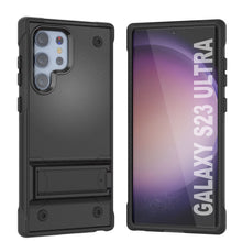 Cargar imagen en el visor de la galería, Punkcase Galaxy S23 Ultra Funda [Serie Reliance] Cubierta Militar Híbrida Protectora de Grado Militar con Soporte Incorporado [Negro].
